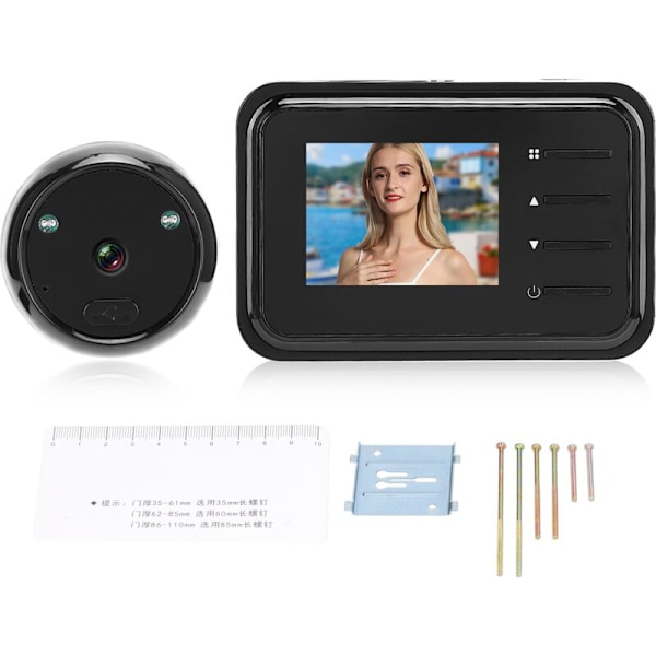 2,4 tommer Videodørklokke med Nattesyn LCD Digitalkamera og 90° Vidvinkelobjektiv til Hjemmet