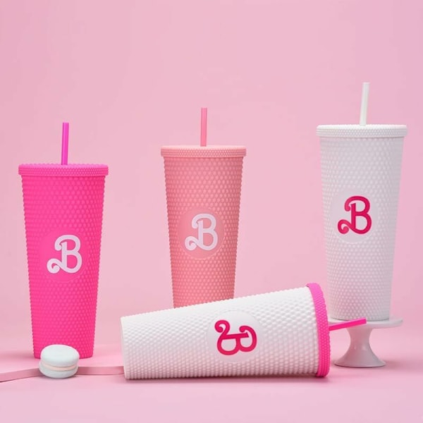 710 ml med lokk og sugerør, dobbeltvegget plast med lekkasjesikkert lokk, BPA-fri, dobbeltlags kopp for varm og kald drikke, gave til kvinner og jenter (Transp