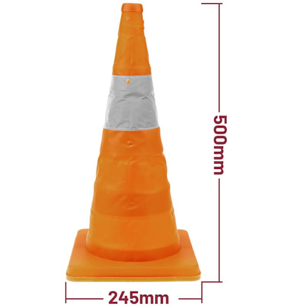 Trafikkon med reflektor för signalering och markering på 50 cm med möjlighet att fällas ihop