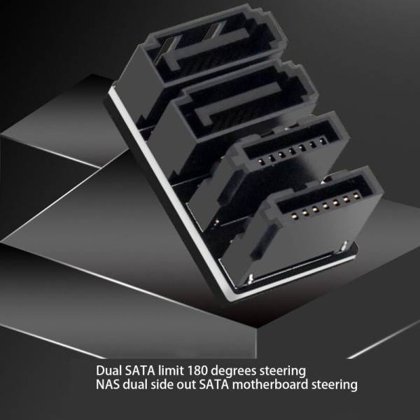 2 kpl tietokoneen emolevyn sovitinta 180 asteen kaksoisliitännällä 7-nastainen SATA-sovitin SSD HDD -työpöydille