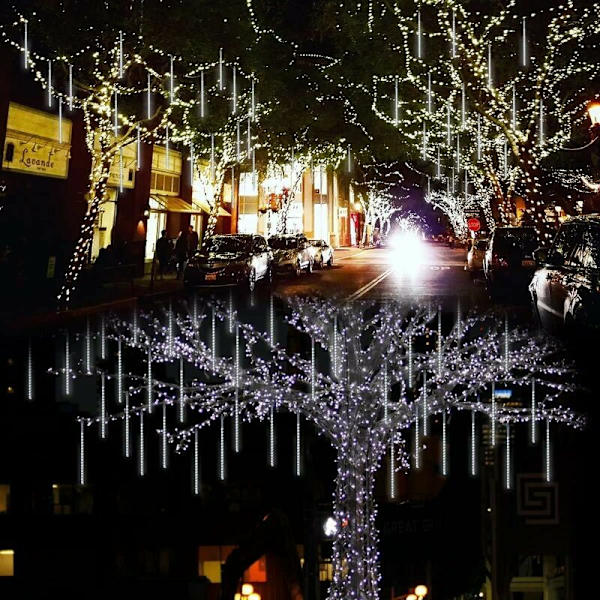 Meteori Sade LED-Suihkuvalot 192 LEDiä 30cm 8 Putkea Ulkokäyttöön Joulu Raindrops Cascading Hääjuhliin Puutarhaan Joulukuuseen Juhlaan