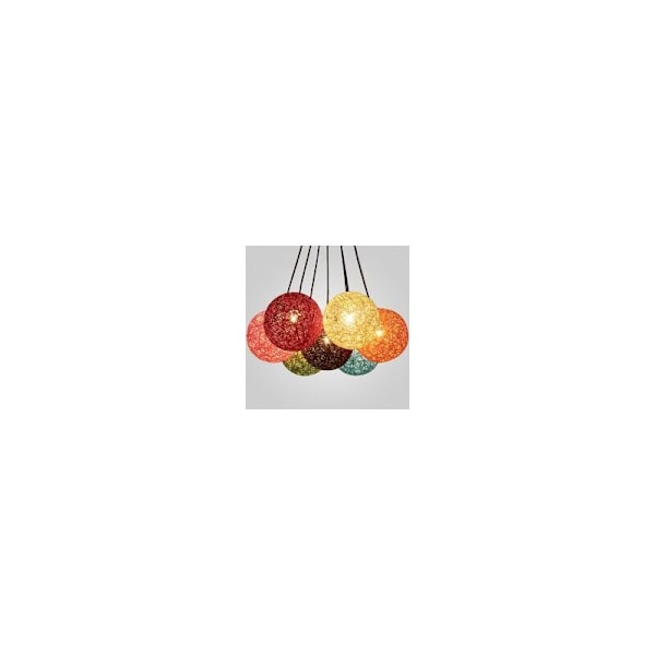 Svart Retro Hänglampa 15cm Rund Rattan Globe, Chandelier Skärm DIY E27 Taklampa för Vardagsrum Restaurang Köpcentrum Bar HIASDFLS