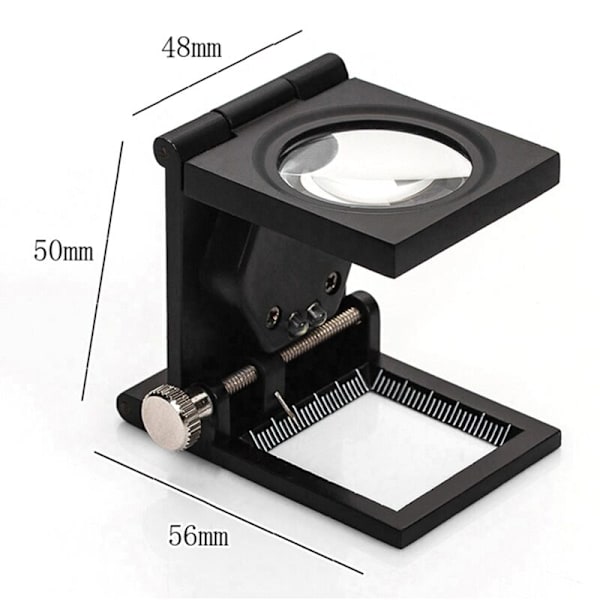 Dobbelt LED-lampe, optisk glas, lup med sort maling i fuld metal, tredobbelt spejlup