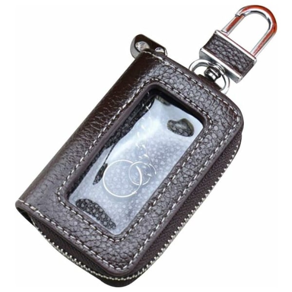 Cowhide leather car key case, coffee