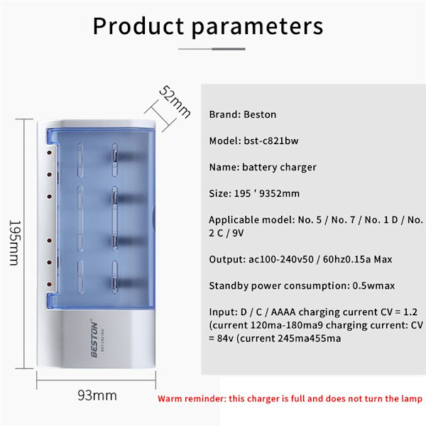 Laddningsbox för NiMH-batterier 1/2/5/7/9V med 6 fack, LED-multiladdare för AA/AAA/C/D-typ, EU-kontakt
