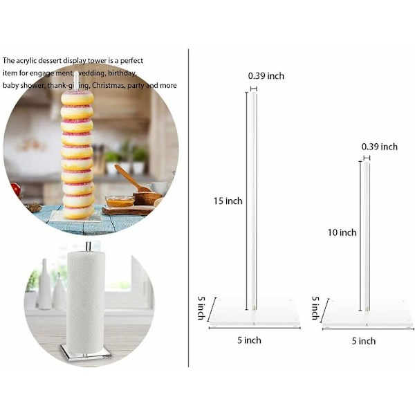 Keittiö- ja leivontavarusteet Donitsijalustat, Kirkas Akryyli Bagel-jalusta, Donitsijälkiruokajalusta, Hää- ja Syntymäpäiväjuhlat Pöytäkoriste (4 kpl, Kaksi 10\"