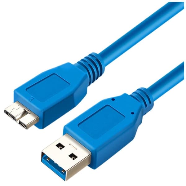 -B Datakabel, USB 3.0 Typ A Hane till -B Kabel Lämplig för Telefoner, Kameror och Hårddiskar (0,3 Meter, Blå)