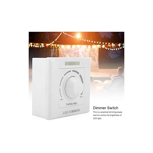 Dimmer for LED-lys, justerbar LED-lys dimmer lysstyrke dimmer + infrarød fjernkontroll, LED-dimmer med forsinket avstengningsfunksjon (220V)