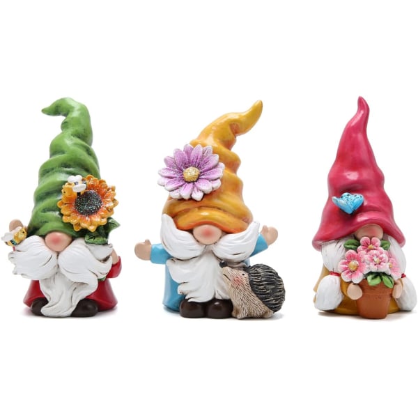 Sommar Gnome Staty Trädgårdsdekoration Utomhusdekor Present (3 st)