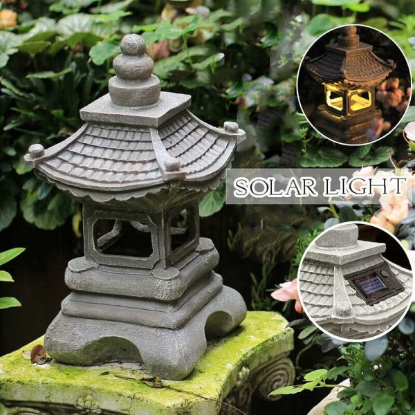 Japansk trädgårdslykta för utomhusbruk, dekorativ trädgårdslykta för utomhusbruk, zenstatypagodlykta, kreativ gåva Vintage hantverk, dekoration av solljus La
