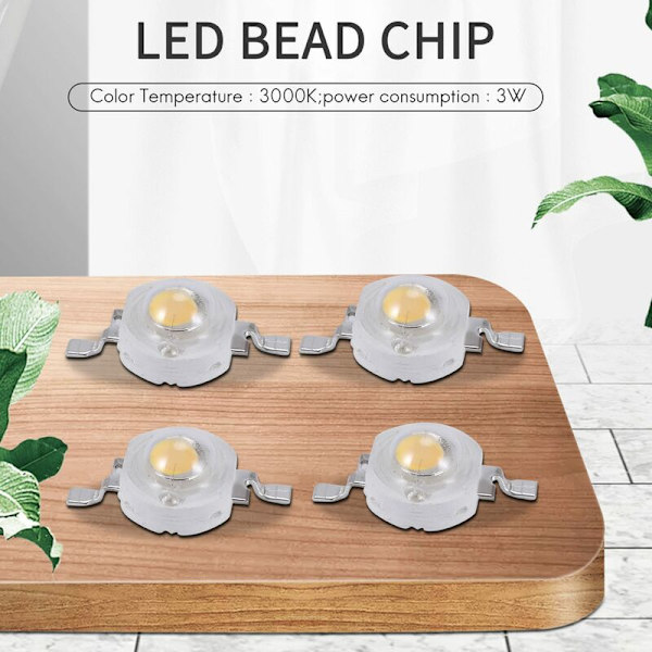 10 st High 2 Pin 3W Varmvit LED Emitter Pärlor 100-110Lm