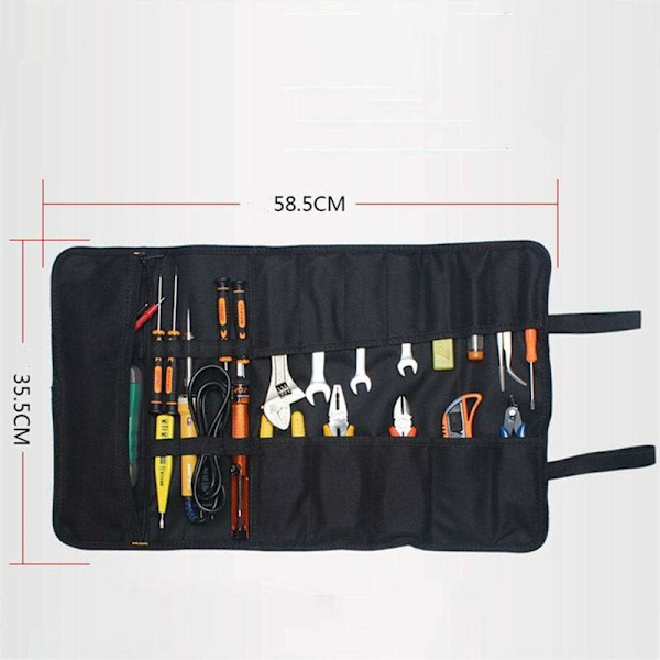 Rullbar 600D Oxford Canvas Verktygsväska med 22 Fack - För Elektriker, Snickare - Röd