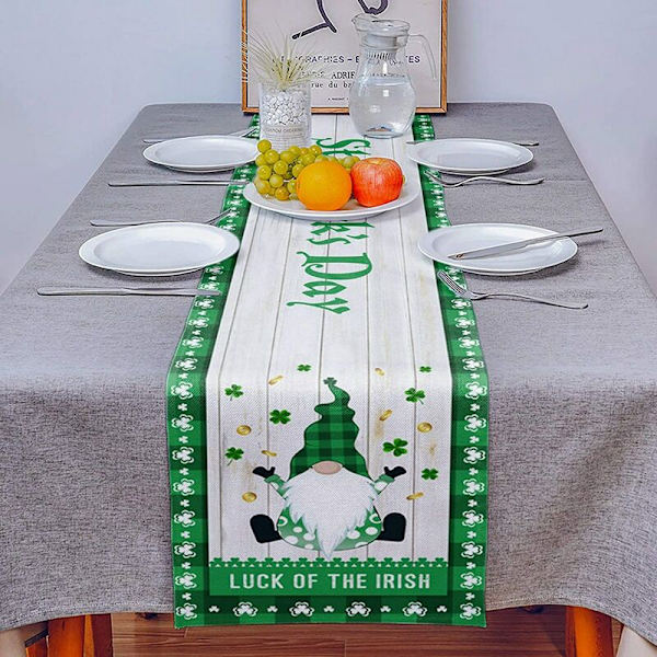 St. Patrick's Day Tryckt Bord Grönt Klöverbord för Saint Patricks Day Högtidsfester Dekor Stor