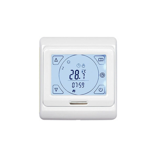 Programmerbar elektrisk golvvärme termostat 16A med sond, digital rums termostat golvvärme regulator LCD pekskärm, 1 st