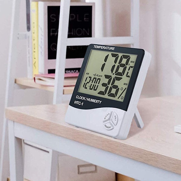 4 stk. Digital Rumtermometer Hygrometer Luftfugtighedsmåler Indendørs LCD Termometer Alarm Temperaturmonitor