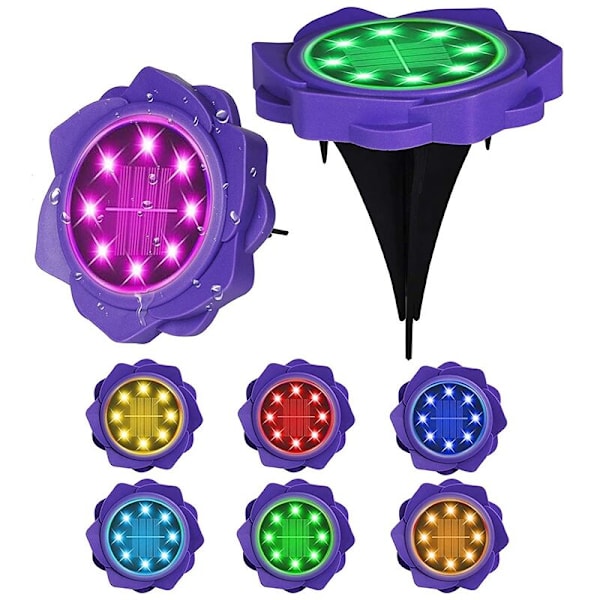 8 st LED-serie solcellslampor RGB färgförändrande solcellslampor utomhus gräsmatta gård () utomhuslandskapsbelysning