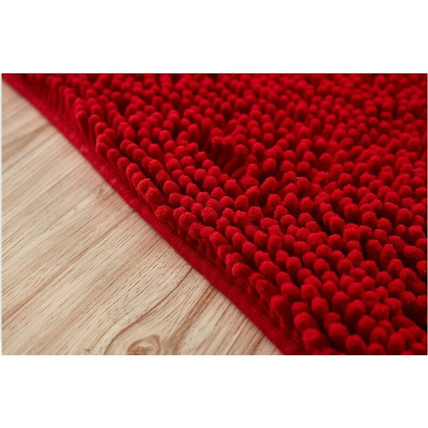 Halvcirkelformad badrumsmatta, mjuk absorberande chenille badmatta fluffig halkfri badmatta halvmåne badmatta för badkar maskintvättbar -grå-40 x 60-