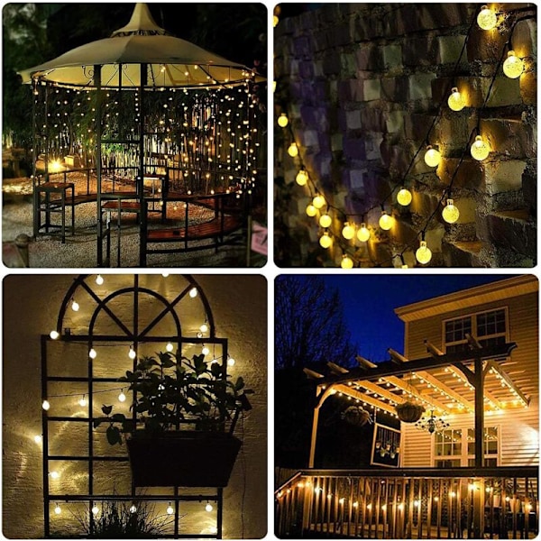 Solcellsstränglampor, 7M/23ft 50 LED Vattentäta Kristallkula Stränglampor Dekorativa Lampor för Inomhus Utomhus Trädgårdsfest Patio Party Bröllop 8 Månader