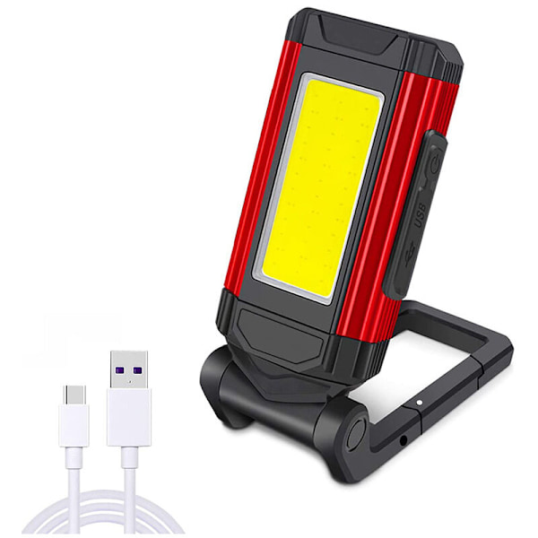 Bærbar 5W COB Type-C USB Genopladelig Arbejdslys Magnetisk Base Auto Reparation LED Værkstedslys Dæmpbar Foldbar Arbejdslys Lommelygte [Energiklasse