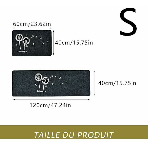 Skridsikker Køkkenmåtte Absorberende Bademåtte Tæppe til Foran Vask Stue Soveværelse Badeværelse (grå, 4060cm+12040cm)