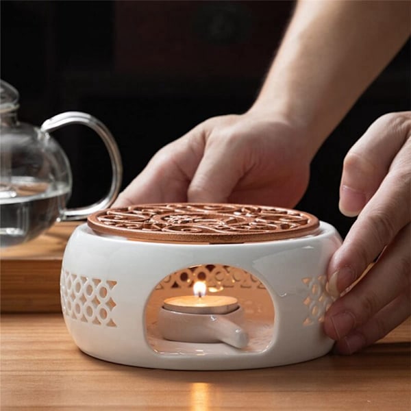 2X Keramisk Tekannevarmer Holder Base Tekannevarmer Isolasjonsbase Te Kaffe Lysvarmer Oppvarmingsbase Holder Tekanneutstyr