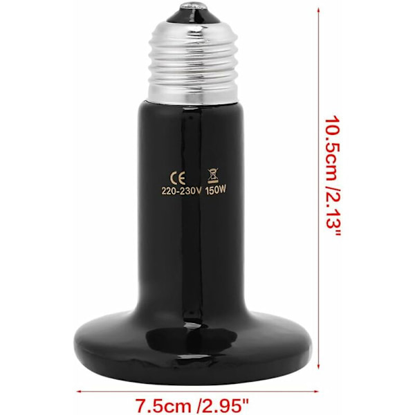 75W/100W/150W Infrarød Keramisk Varmelampe/Pære/Lys til Krybdyr og Firben Padde Skildpadde (Valgfrit)(100W)