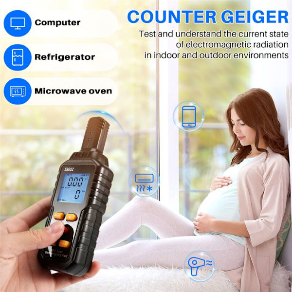 3-in-1 säteilymittari Geiger EMF-mittari Automaattinen hälytys Reaaliaikainen mittaus Säteilyilmaisin Testeri