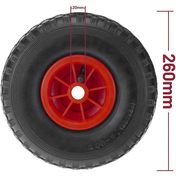 Pneumatisk hjul for trillebår 10x3” og 70 kg 2 stk