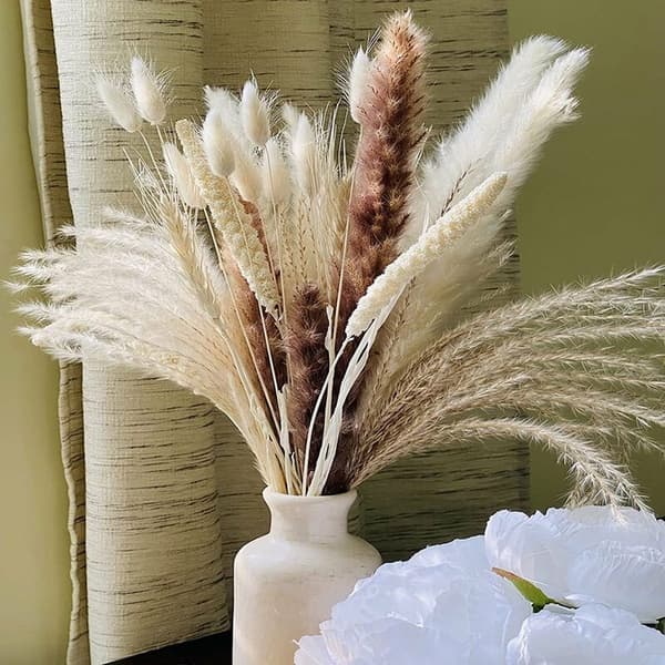 Sæt med 100 tørrede pampasgræs dekorationer, 43,2 cm blomsterpompas, velegnet til boho-vase.