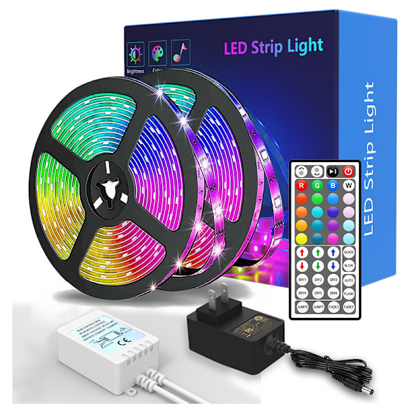 Bluetooth RGB LED-strimler 20 meter - RGB-belysning med fjernkontroll SMD 5050 Fargejustering Vannbestandig