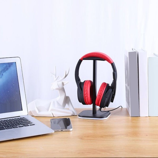 RGB Høretelefon Stativ Skrivebordsdisplay Holder Headset Stativ LED Base USB Lys Stik Høretelefon Holder Beslag - A