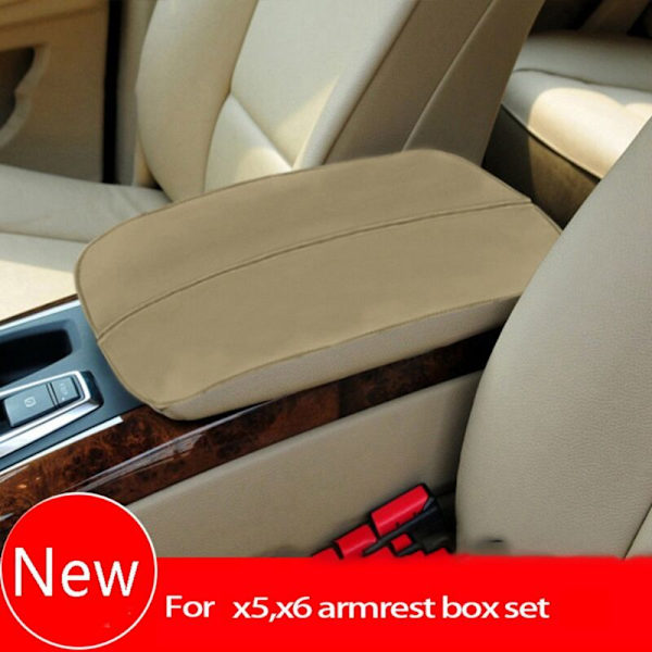 PU-läder Center Console Armrest Cover Bilöverdrag Trim Skydd för X5X6 14-18 Beige
