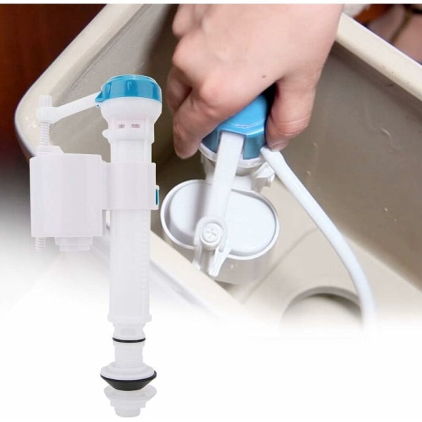 Horizontal Float Valve，Reversible Float Valve for Toilet Supply，Toilet Flush Valves Push Button Double Flush Fill Valve Siphon Bathroom Blue and Whi