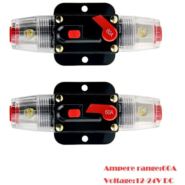60A Kredsløbsafbryder Sikringer 12-24V til Bil Marine Båd System Beskyttelse Stereo Audio Inverter Switch