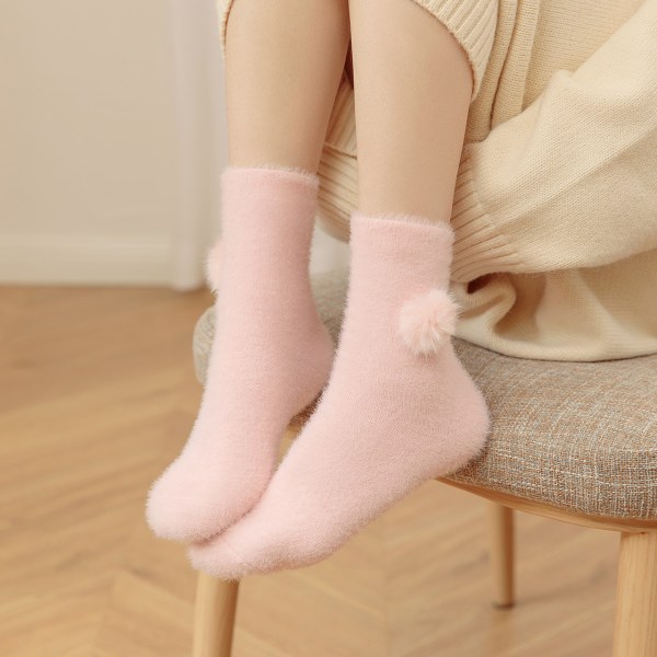 Sokker for kvinner høst og vinter midtkalv sokker fortykket pluss fløyel mink fløyel varme sovesokker innesperringssokker