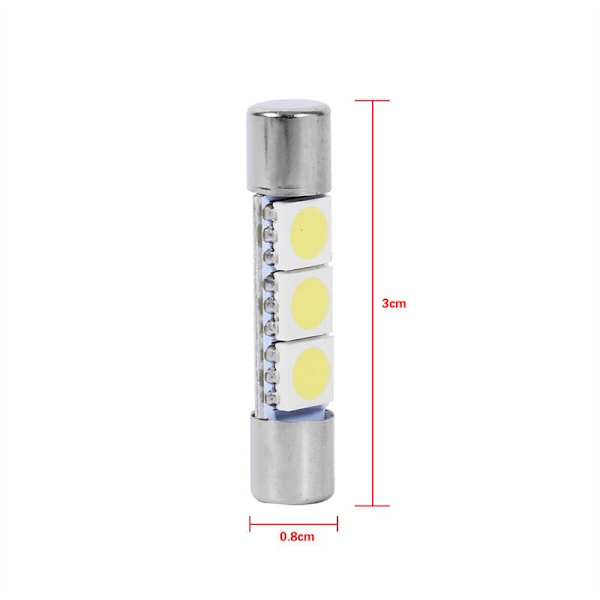 10 st 3-SMD 29-30mm 6641 Smält LED-lampa Sminkspegellampa Vit Solskyddslamp