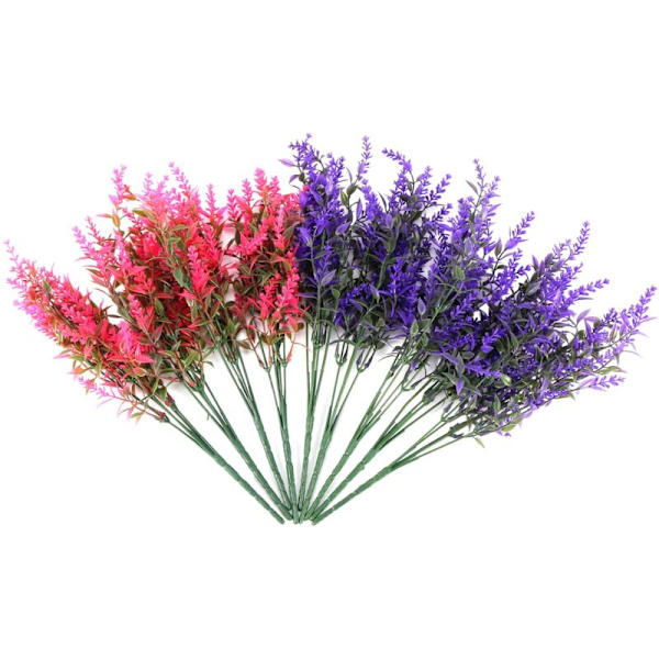 Konstgjorda Lavendelblommor 9 Pack Falska Utomhus för Dekoration UV-Resistenta Ingen Fading Plast Faux Växter