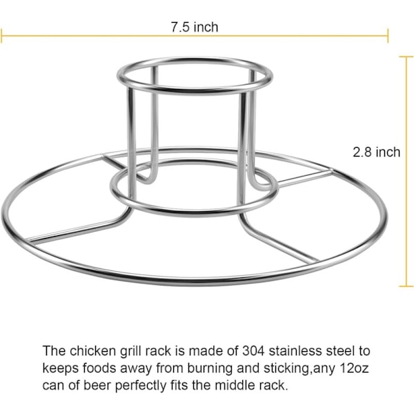 Ølboks Kyllingeholder, Kylling- og Kalkunrist til Ryger og Grill, Rustfrit Stål Kyllingeholder, Opvaskemaskinevenlig BBQ Tilbehør