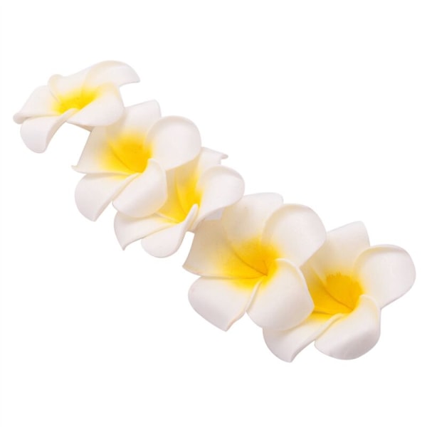 400 stk Hvite Skumserie Kunstige Hawaiiske Frangipani Plumeria Blomsterblader Hodeplagg Hatt Krone DIY Bryllupsdekorasjon 5cm