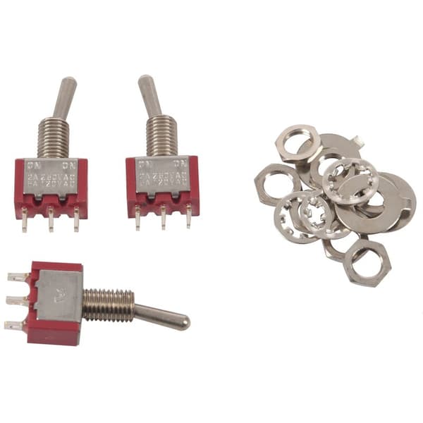 2-veis SPDT Momentary Toggle Switch - 6mm - 3 stk - AC250V 2A 120V 5A