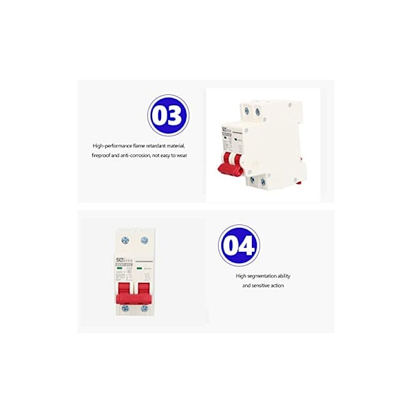 2P 1000V 40A Miniatyr DC-bryter Solcelle PV-system DC-frakobling Isolator DIN-skinnemontert Bryter DZ47-63Z C40 DC-bryter