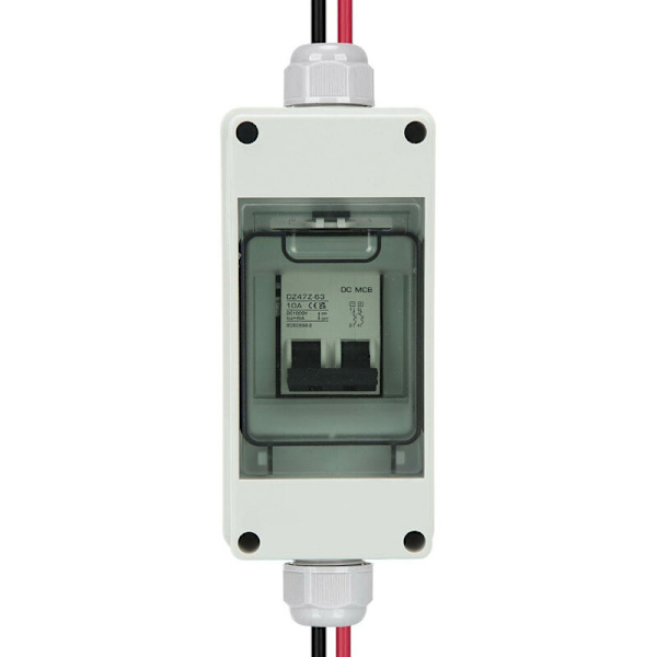 DC-afbryder 2P 10A IP65 Vandtæt DC-Isolatorafbryder Miniaturafbryder med Kasse til Solcelle PV 1000V