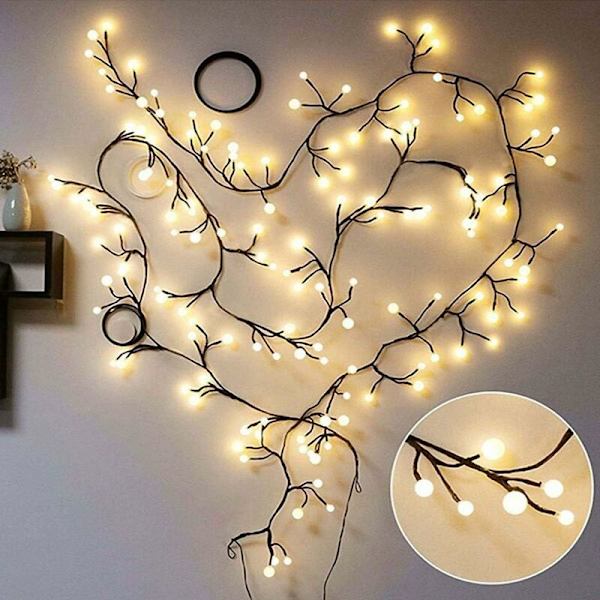 Aurinkoköynnös Jouluvaloköynnös, 8 valotilaa, ulko- ja sisäkäyttöön, puutarhavalaistus terassille, paviljongille, makuuhuoneelle, juhlatunnelmaan (lämmin valkoinen) -DENU