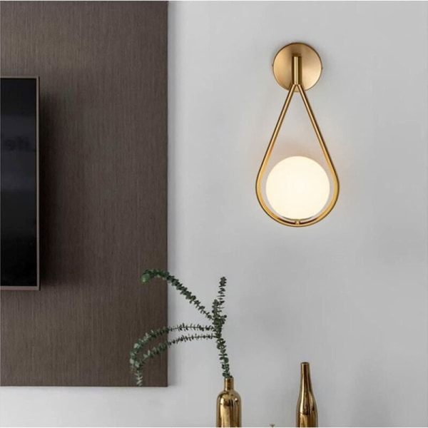 LED Guld Væglampe Justerbar Vinkel Installere Moderne Indendørs Industrielle Retro Væglampe, Elegant Glas Rund Kugle Lampskærm Lampe [Energiklasse A+++]