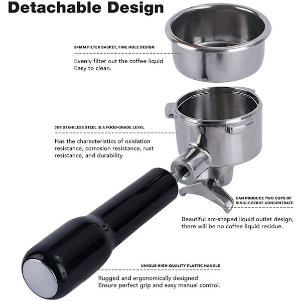 54mm Portafilter BES870XL, BES870BSXL, BES878BSS, BES880BSS, BES840XL Ruostumattomasta teräksestä valmistettu Portafilter