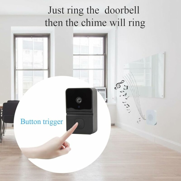 Smart videodørklokkekamera, 1080P 2.4G vidvinkel WiFi trådløs smart dørklokke med ringeklokke, videoopkald, nattesyn