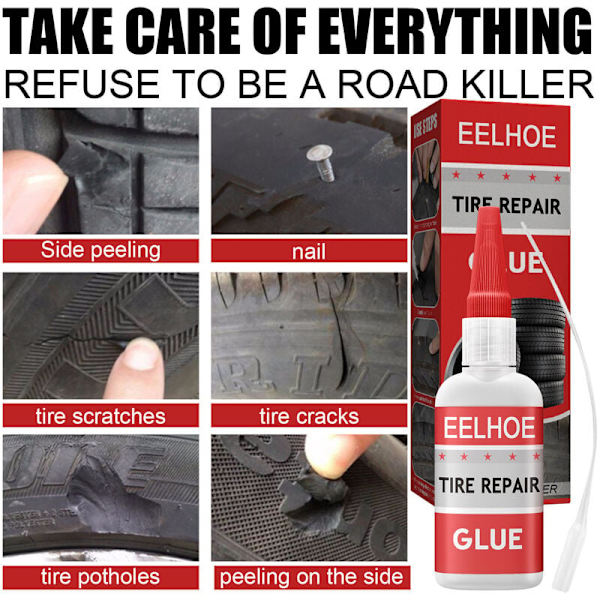 Dæk Reparation Lim Gummi Slid Slid Blød Fyldning Dæk Gummi Hård Lim Reparation Revne (30ml)