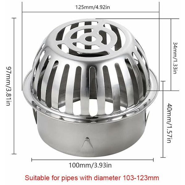 Rostfritt Stål Rännkorg Rännskydd Skyddar mot förorening av takrör, löv, mossa Hjälper med enkel dränering (passar rör 10