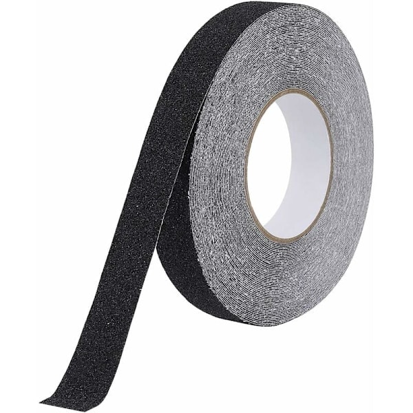 Anti-halktejp för trappor, friktion, slipmedel för säkerhet, stege, inomhus, utomhus, hög dragkraft, 2,5 cm x 20 m svart