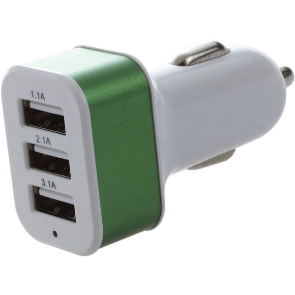 Universaali auton laturi 5V 2.1A USB DC 3-porttinen vihreä